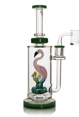 Red Eye Glass 10" Jade Green Flamingo Rig by Red Eye Glass Red Eye Glass 10" Jade Green Flamingo Rig by Red Eye Glass