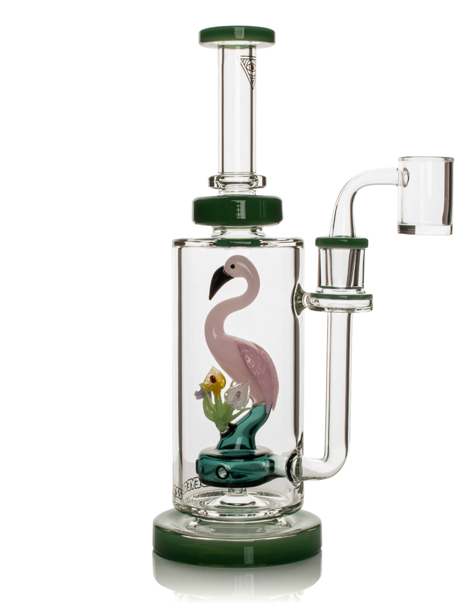 Red Eye Glass 10" Jade Green Flamingo Rig by Red Eye Glass