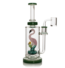 Red Eye Glass 10" Jade Green Flamingo Rig by Red Eye Glass