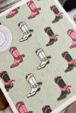 "Boot Scootin" Cowboy Boot Design Swedish Dishcloth