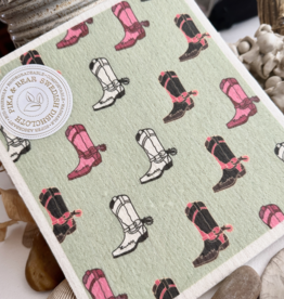 "Boot Scootin" Cowboy Boot Design Swedish Dishcloth