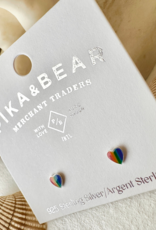 "Lil' Lovin'" Tiny Rainbow Heart Stud Earrings in Sterling Silver