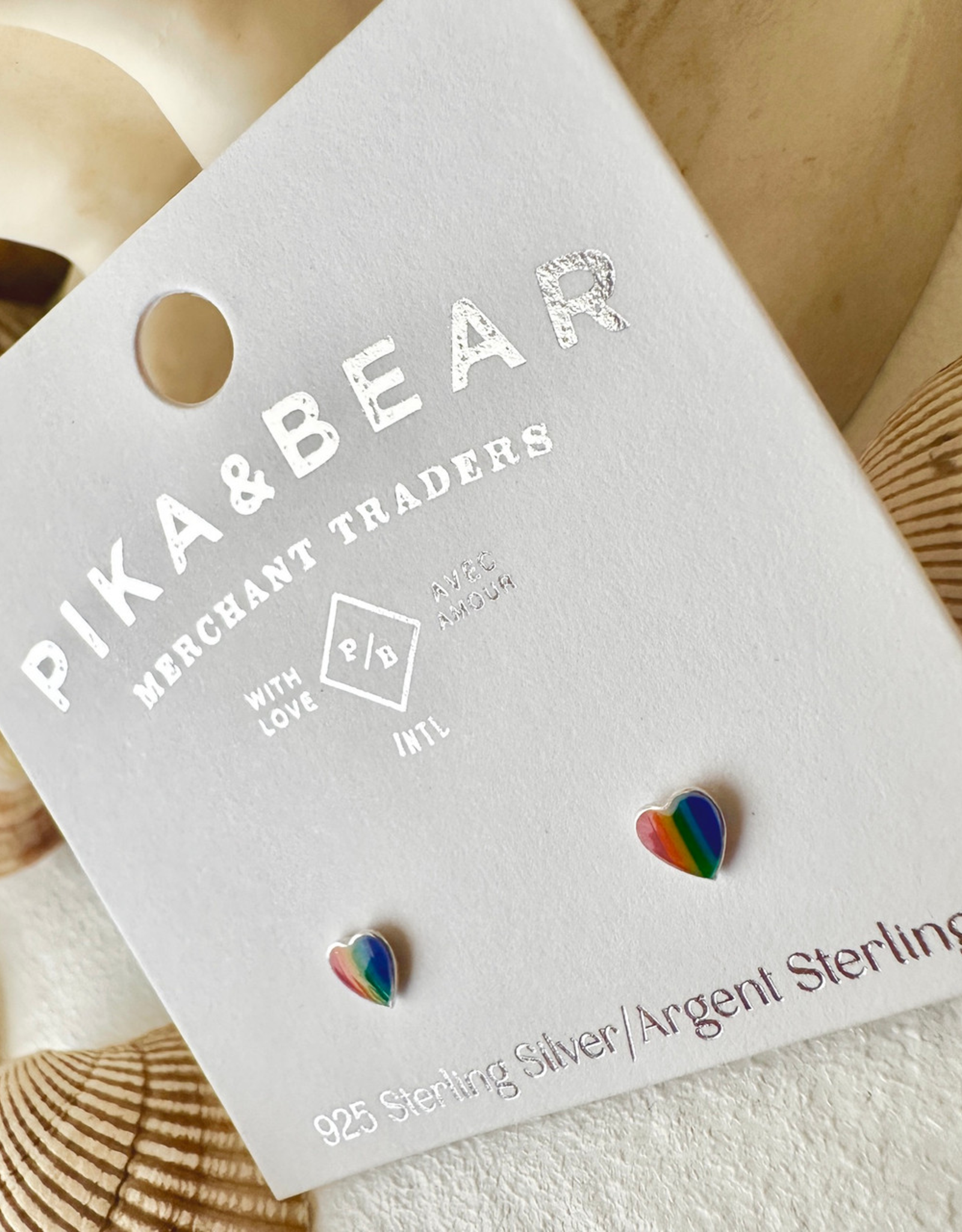"Lil' Lovin'" Tiny Rainbow Heart Stud Earrings in Sterling Silver