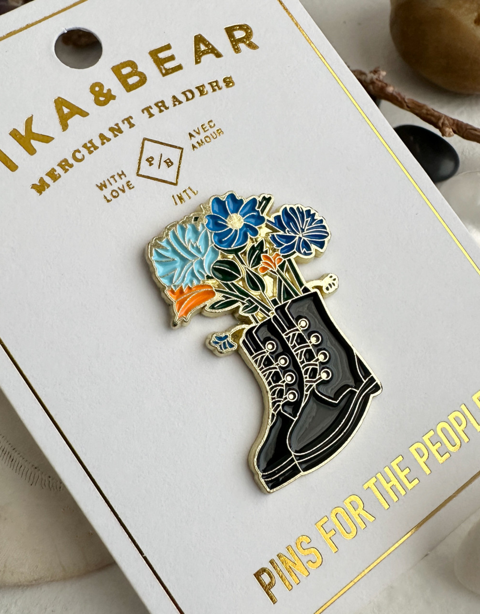 "Boot-quet" Flowers & Boot Enamel Pin