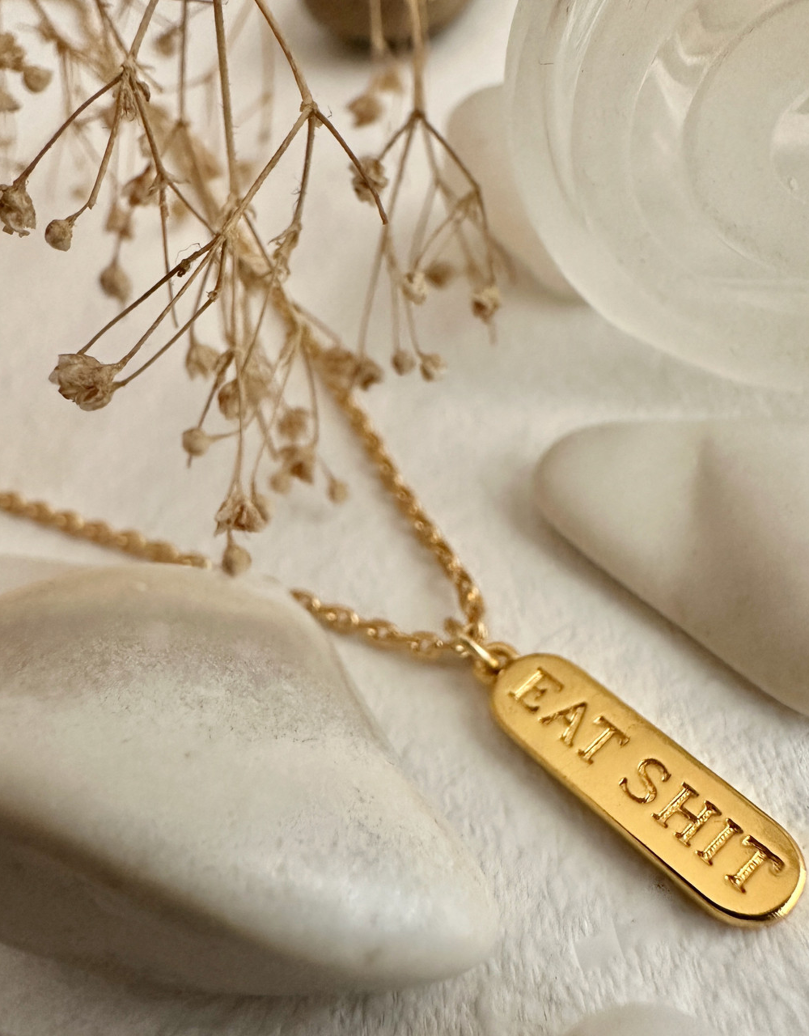 "Customer Service Inner Monologue " Salty Language Charm Necklace in Gold