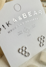 "Pollen" Silver Honeycomb Stud Earrings