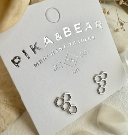 "Pollen" Silver Honeycomb Stud Earrings