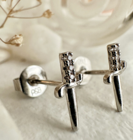 "Bruté" Silver Dagger Stud Earrings