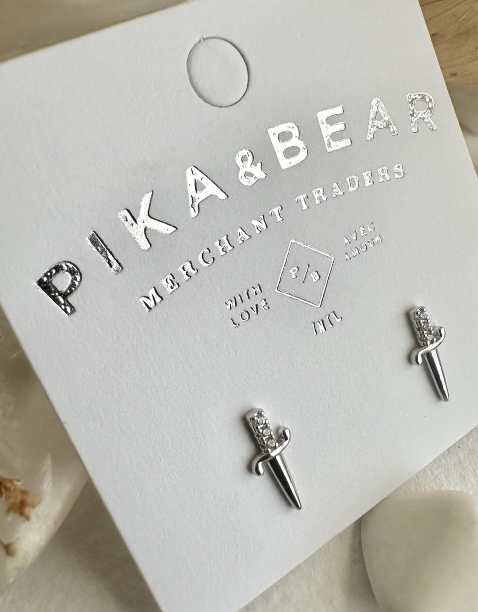 "Bruté" Silver Dagger Stud Earrings