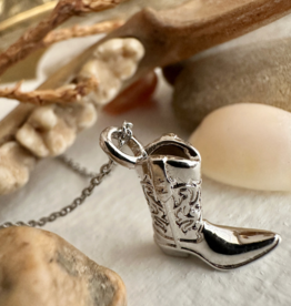 "Dolly " Silver Cowboy Boot Charm Necklace