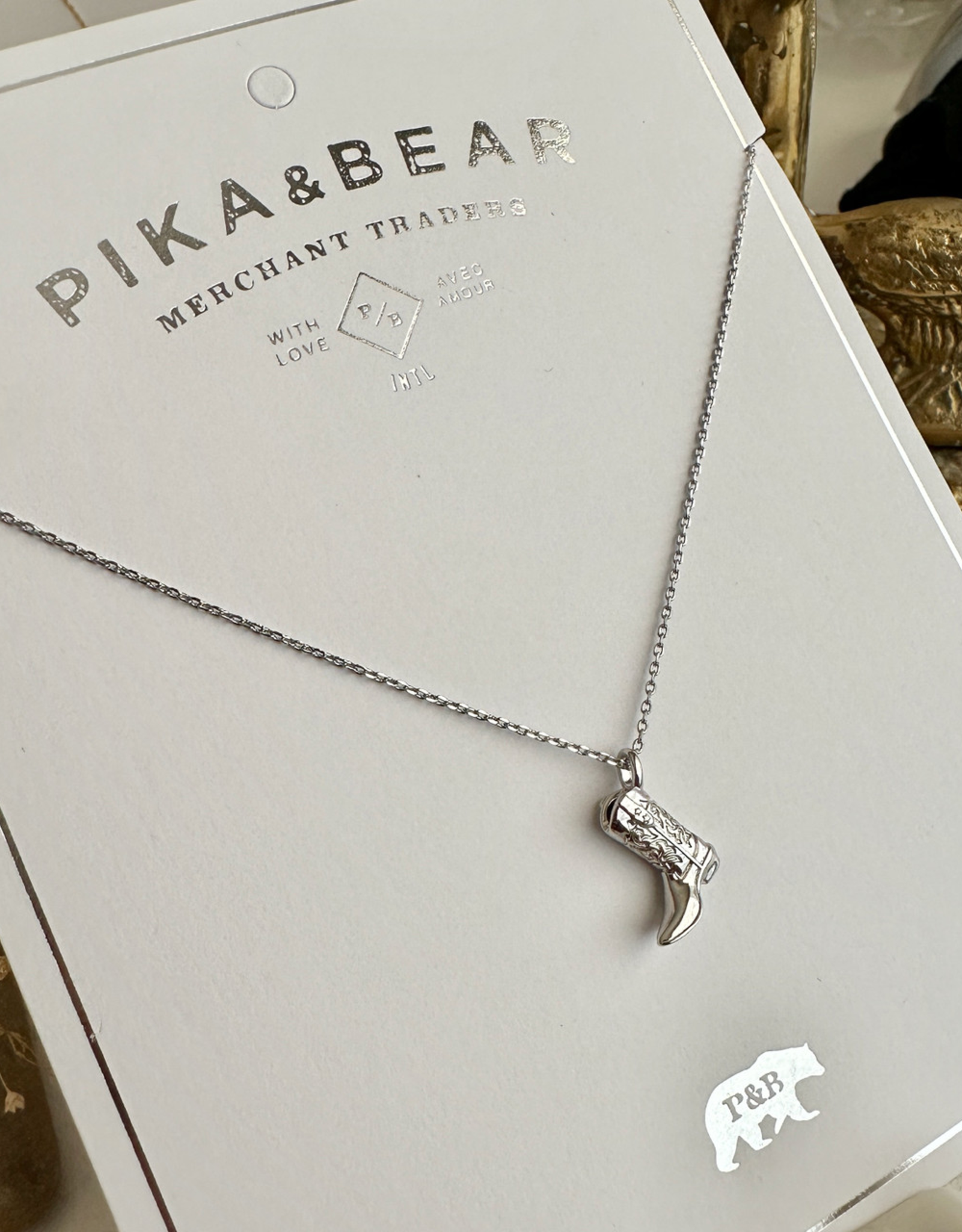 "Dolly " Silver Cowboy Boot Charm Necklace