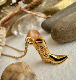 "Dolly " Gold Cowboy Boot Charm Necklace