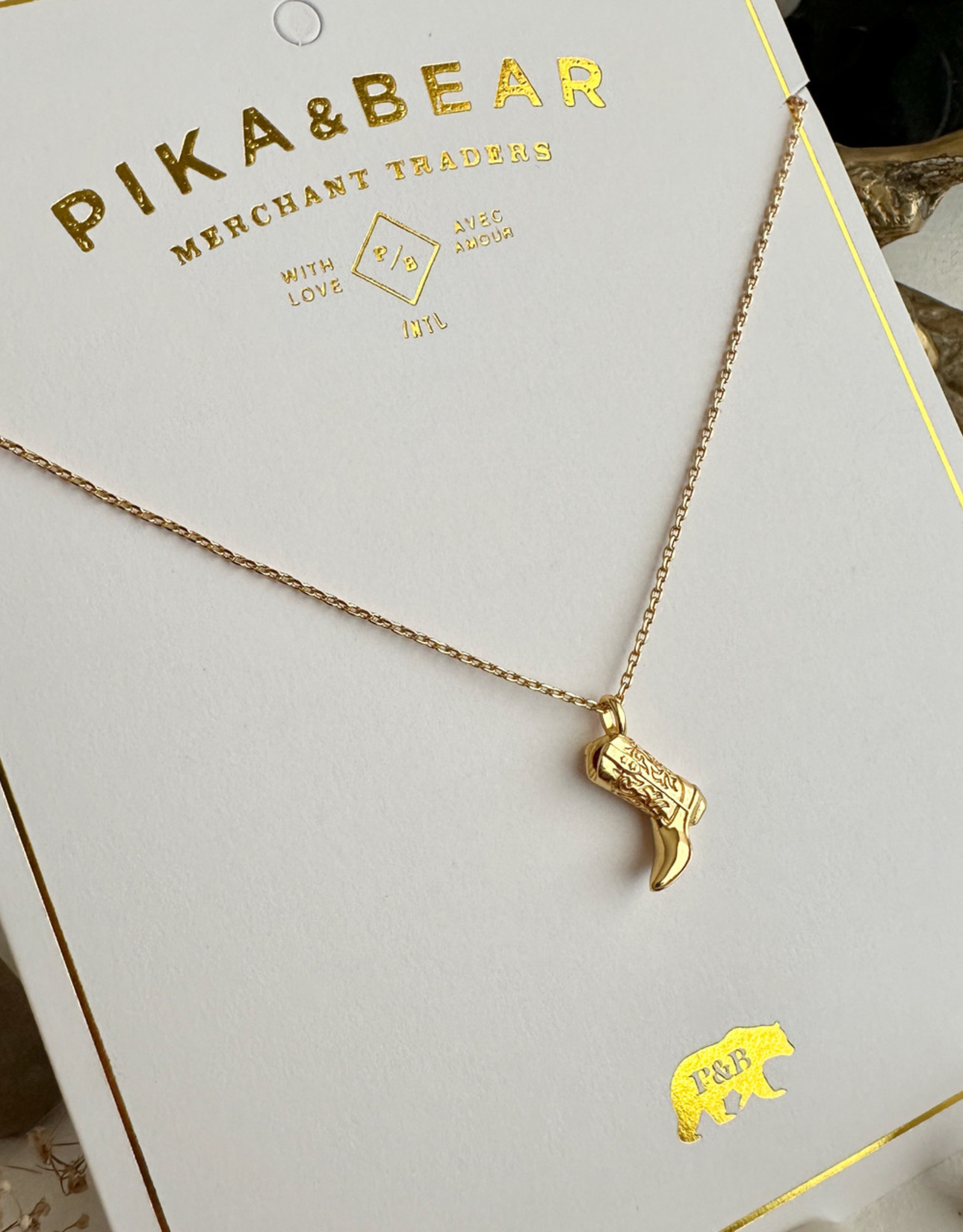 "Dolly " Gold Cowboy Boot Charm Necklace