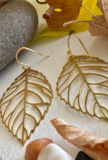 "Deciduous" Leaf Skeleton Earrings in Raw Brass "Deciduous" Leaf Skeleton Earrings in Raw Brass
