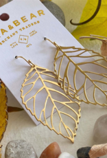 "Deciduous" Leaf Skeleton Earrings in Raw Brass "Deciduous" Leaf Skeleton Earrings in Raw Brass