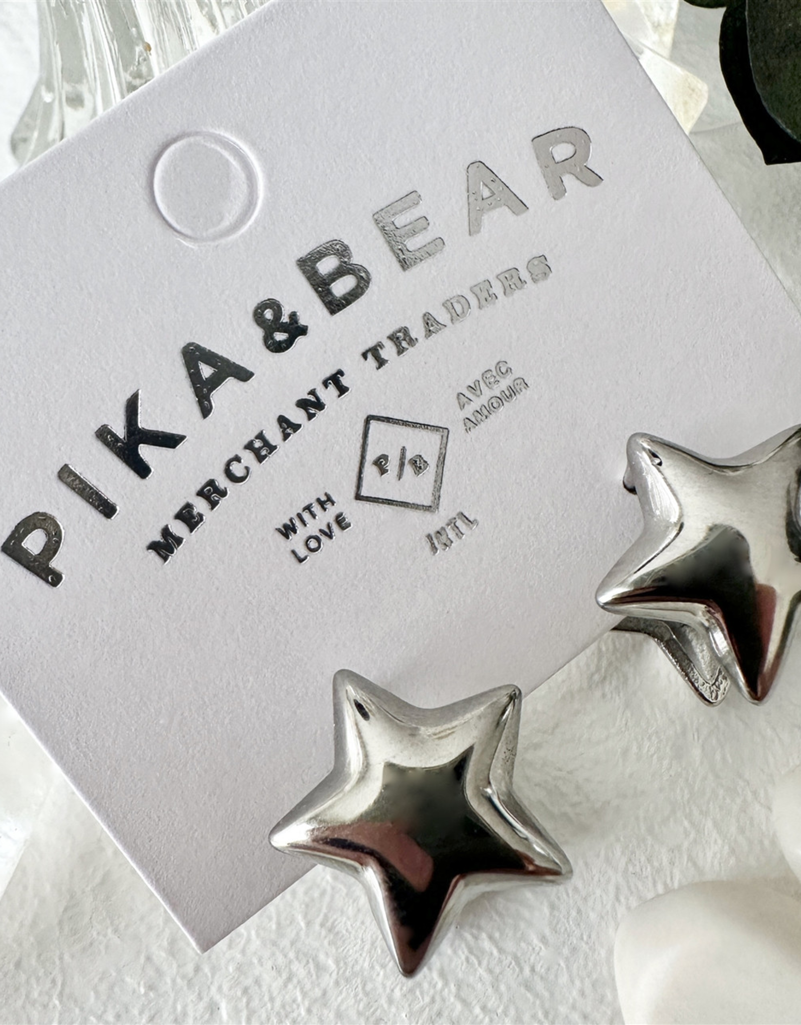 "Sprite" Silver Double Star Hugger Hoop Earrings