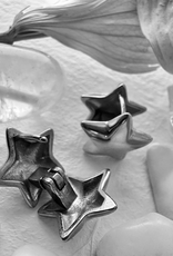 "Sprite" Silver Double Star Hugger Hoop Earrings