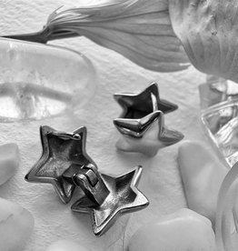 "Sprite" Silver Double Star Hugger Hoop Earrings