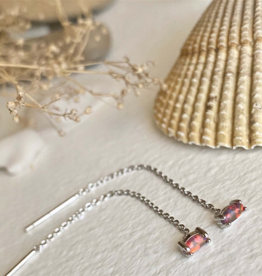 "Chalinus" Silver Opal Threader Earrings
