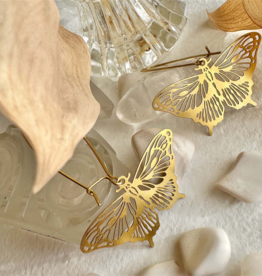 "Swallowtail" Raw Brass Butterfly Drop Earrings
