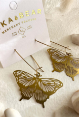 "Swallowtail" Raw Brass Butterfly Drop Earrings