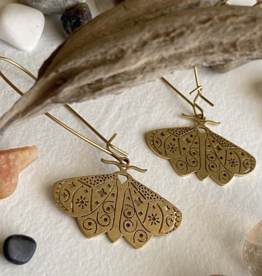 "I Love Lamp" Brass Moth Drop Earrings