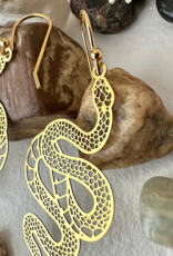 "Luc" Raw Brass Snake Drop Earrings