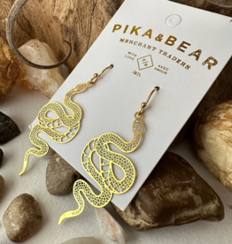 "Luc" Raw Brass Snake Drop Earrings