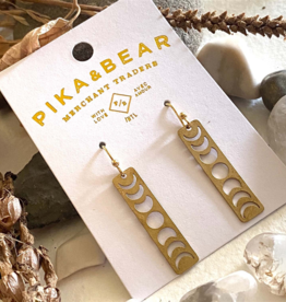 "Gibbous" Moon Phase Earrings in Raw Brass