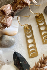 "Gibbous" Moon Phase Earrings in Raw Brass "Gibbous" Moon Phase Earrings in Raw Brass