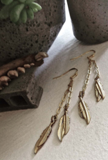 "Four Feathers" Chain Drop Earrings