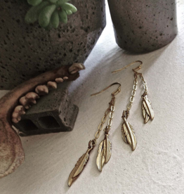 "Four Feathers" Chain Drop Earrings