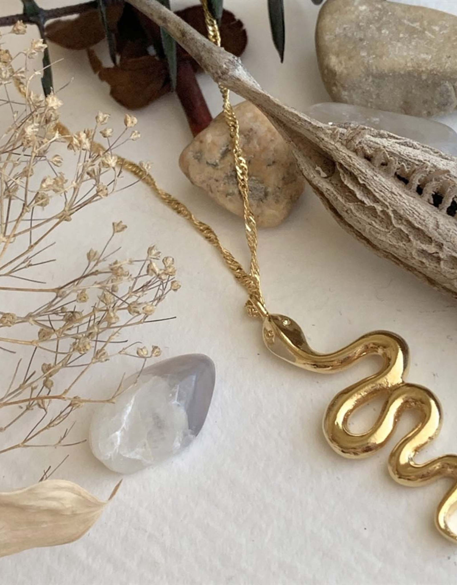 "Snek" Snake Charm on DNA Chain Necklace