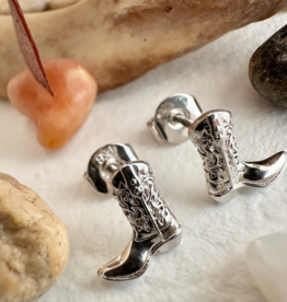 "Dolly" Silver Cowboy Boot Stud Earrings