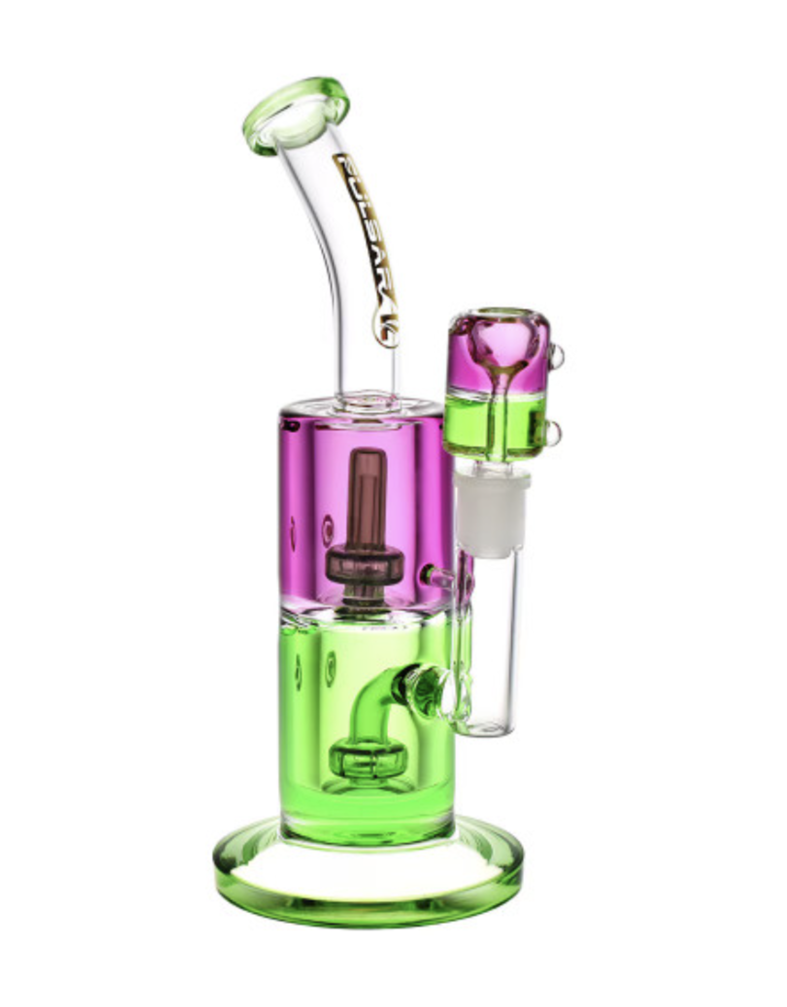 Pulsar 9.75" Purple/Green Glycerin Chugger Water Pipe