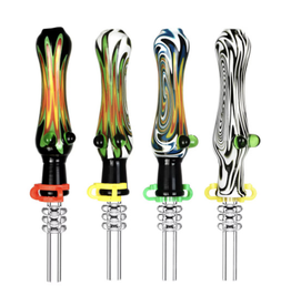 5.5" Quartz Tip Fully Worked Wig Wag Dab Straw