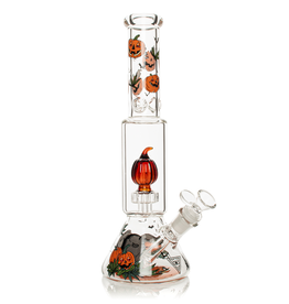 Red Eye Glass 12" Dual Chamber Jack-O-Lantern Bong by Red Eye Glass
