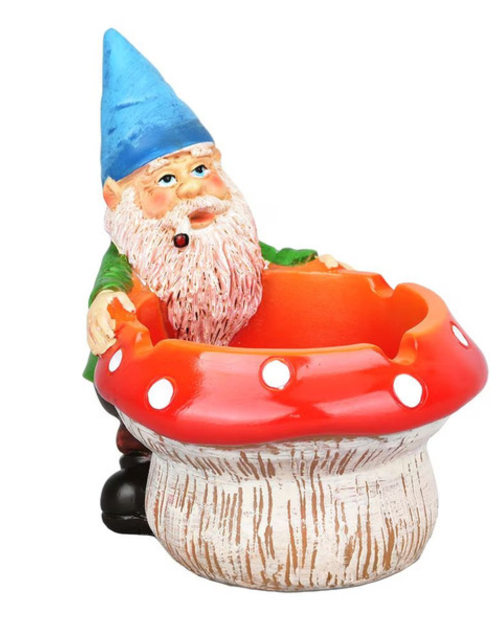 3.5" Smoking Gnome Mushroom Ceramic Ashtray