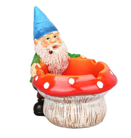 3.5" Smoking Gnome Mushroom Ceramic Ashtray