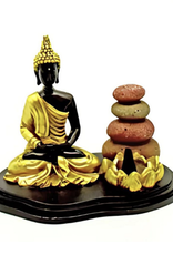 Sitting Buddha & Cairns Dual Incense Burner - 5"