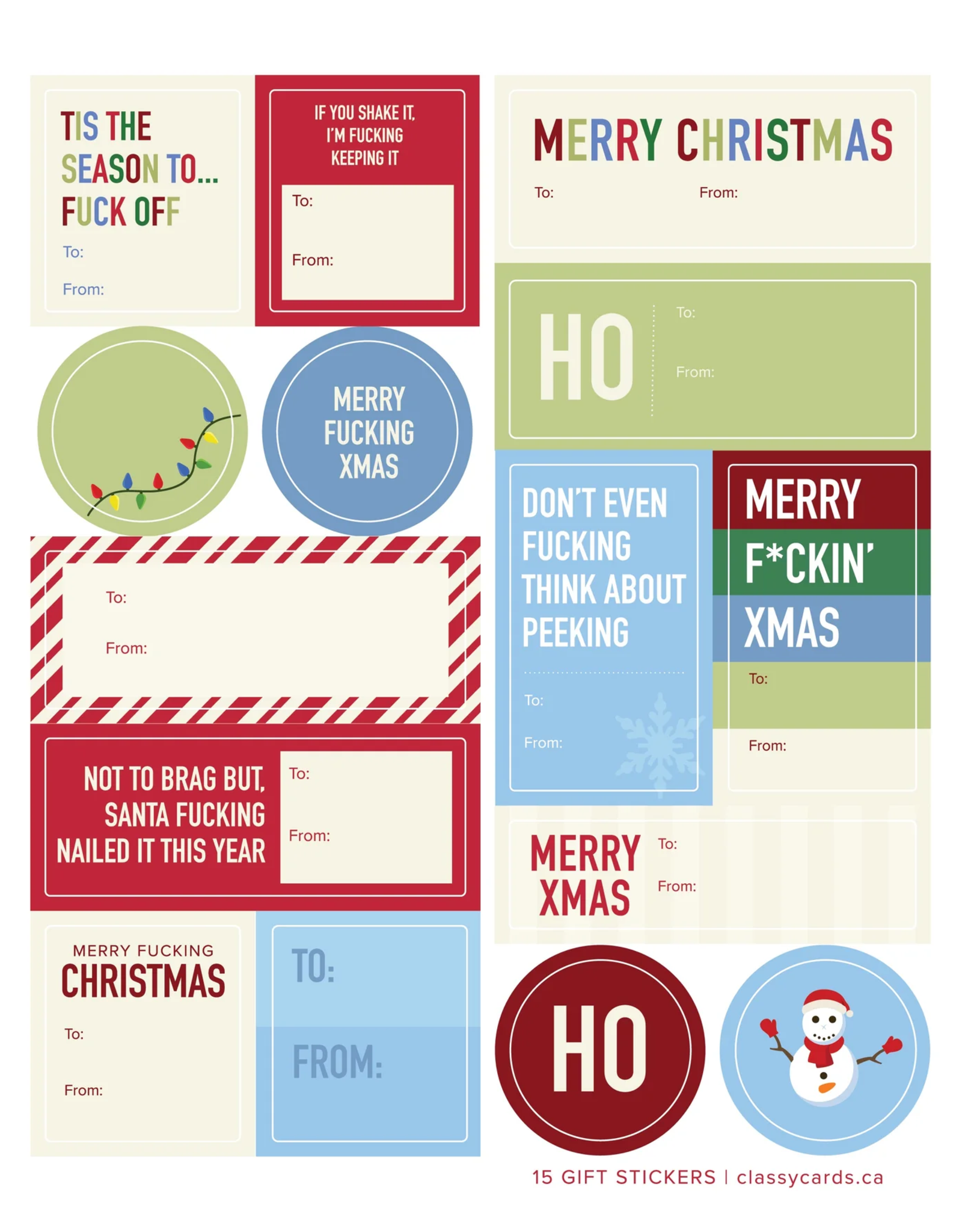 Gift Tag Sticker Sheets - Holiday