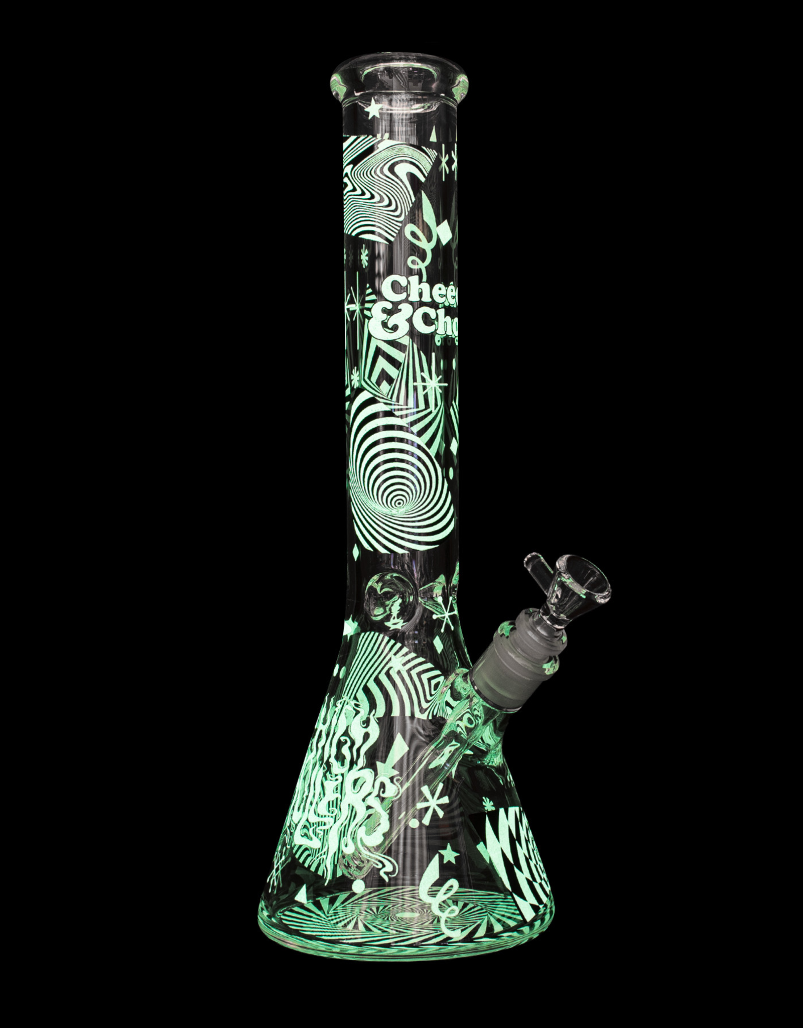 15" 7mm Optical Illusion Glow-in-the-Dark Bong by Cheech & Chong Glass