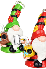 7" Flower Gnome Glass & Enamel Dab Rig - Assorted Colours
