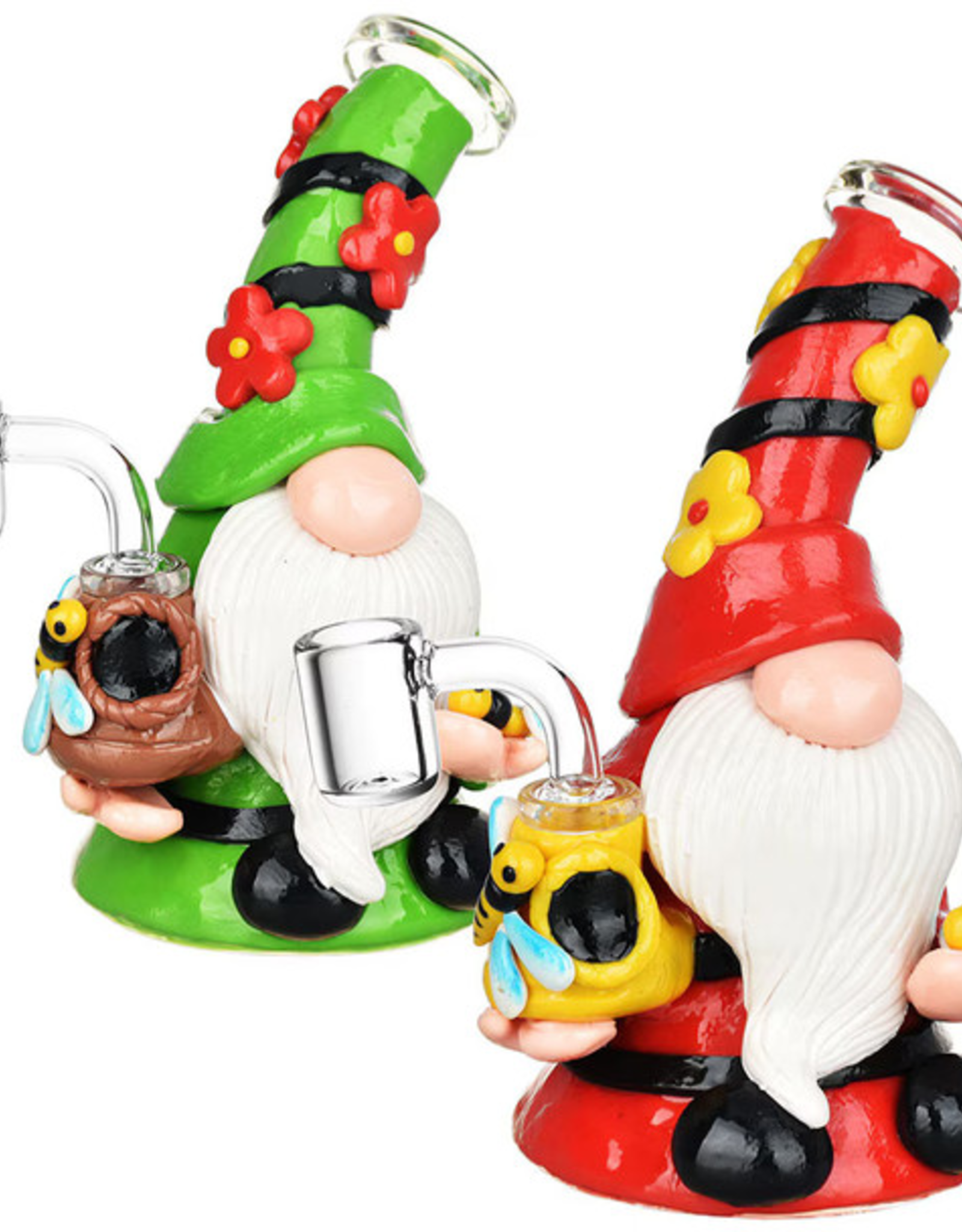 7" Flower Gnome Glass & Enamel Dab Rig - Assorted Colours