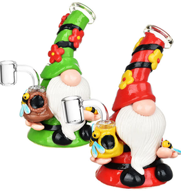 7" Flower Gnome Glass & Enamel Dab Rig - Assorted Colours
