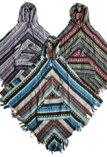 37" Southwest Cotton Hooded Poncho w/ Pockets - Assorted Colours