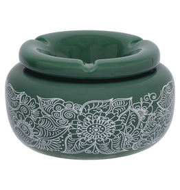 5" Green Floral Fujima Moroccan Ceramic Ashtray