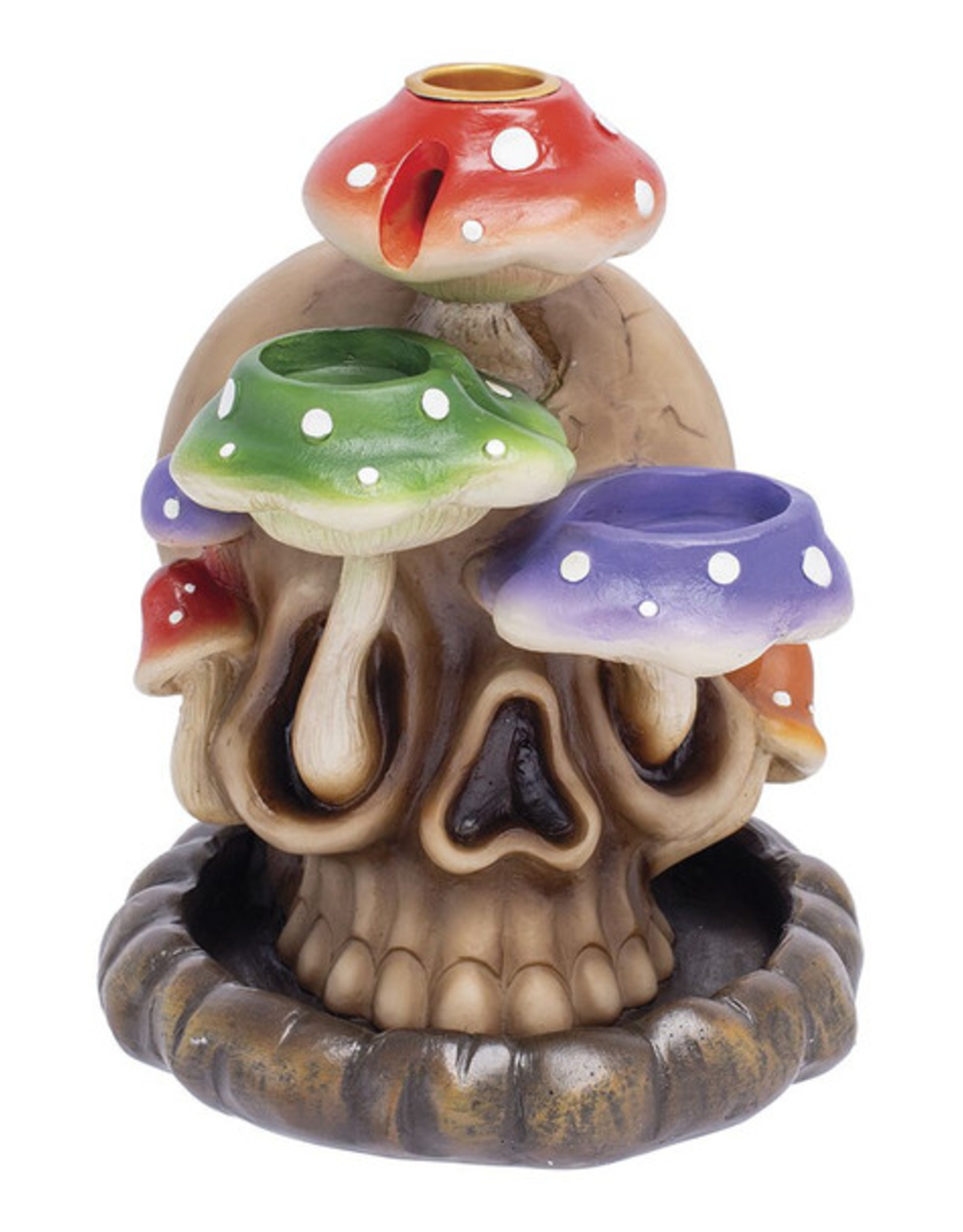 6" Fujima Tri-Mushroom Skull Backflow Incense Burner