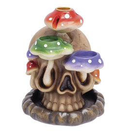 6" Fujima Tri-Mushroom Skull Backflow Incense Burner