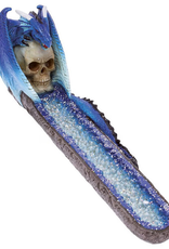 11" Blue Dragon on Skull Crystal Incense Burner 11" Blue Dragon on Skull Crystal Incense Burner